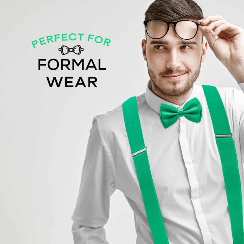 Man of Men - Men's Green Bowtie & Suspender Set - Image 5